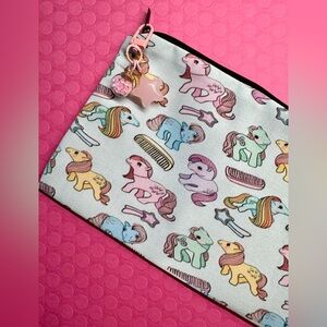 New Retro 80s Style My Little Pony Blue Makeup Tech Pencil Bag w/ Charm - 8.25”